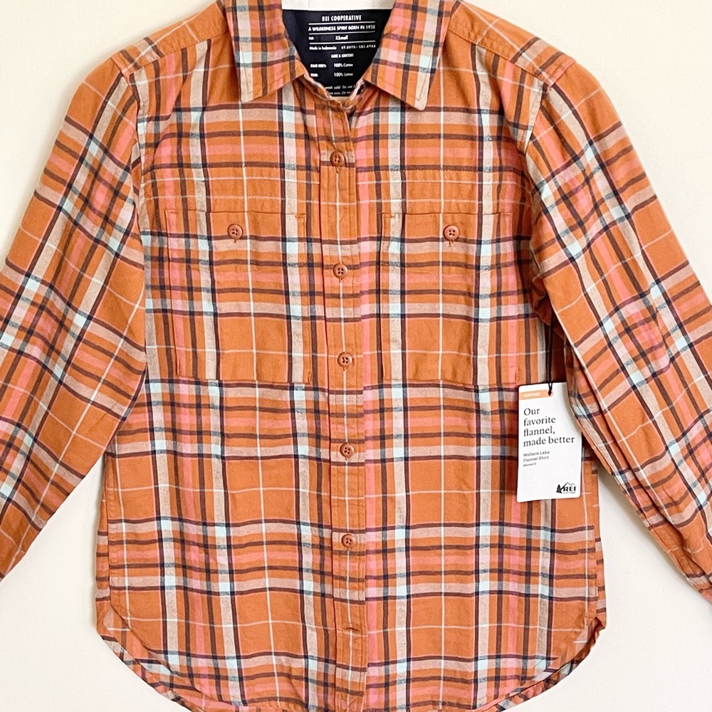 NEW REI Heritage Wallace Lake Flannel Shirt Sunset Spice Women’s size XS - Picture 4 of 11